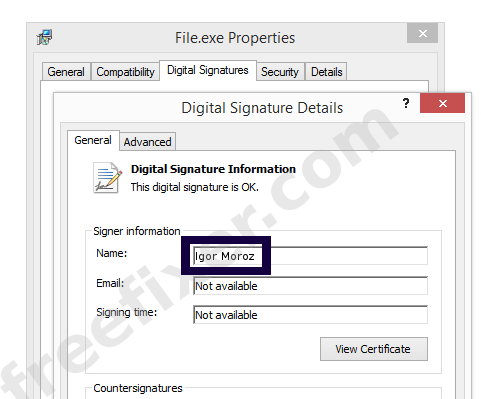 Screenshot of the Igor Moroz certificate